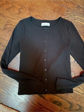 Hollister Black Ribbed Button-Up Shirt